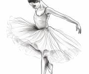 Coloriage Portrait r&eacute;aliste d'une ballerine adulte