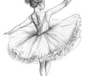 Coloriage Portrait r&eacute;aliste de danseuse de ballet