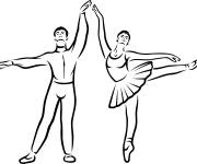 Coloriage Sc&egrave;ne de Ballet stylis&eacute;