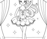 Coloriage Tr&egrave;s joli danseuse de ballet sur scene