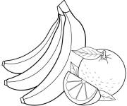 Coloriage Bananes et orange fruits