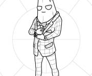 Coloriage Fortnite Banane portant un costume