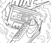 Coloriage Affiche de baskets Nike avec cassette