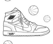 Coloriage Basket Air Jordan avec motif de Basketball