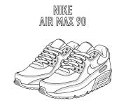 Coloriage et dessins gratuit Basket Chaussures Nike Air Max 90 à imprimer