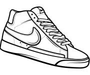 Coloriage Basket Nike stylis&eacute;