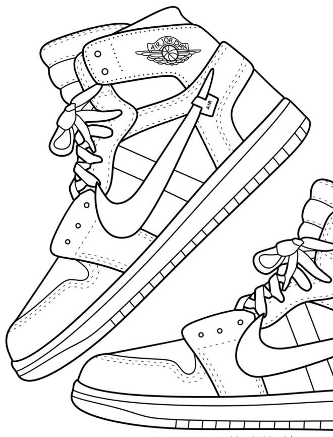 Coloriage Baskets Air Jordan 1 couleur dessin gratuit a imprimer