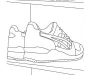 Coloriage Baskets dans des &eacute;tag&egrave;res &agrave; chaussures