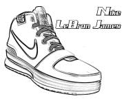 Coloriage Baskets Nike de Basketball LeBron James