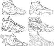 Coloriage Diff&eacute;rentes mod&egrave;les de baskets Nike