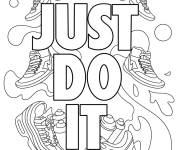 Coloriage Slogan de Nike avec des Baskets chaussures