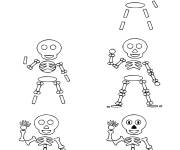 Coloriage Apprendre &agrave; dessiner squelette &eacute;tape par &eacute;tape