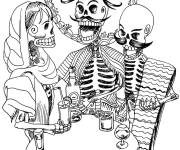 Coloriage F&ecirc;te de squelettes en Mexique