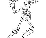 Coloriage Le pirate squelette avec &eacute;p&eacute;e