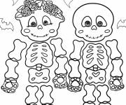 Coloriage Les mari&eacute;s squelettes