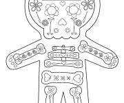 Coloriage et dessins gratuit Petit Squelette d&eacute;cor&eacute; &agrave; d&eacute;couper à imprimer