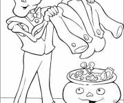 Coloriage et dessins gratuit Squelette apporte une veste &eacute;l&eacute;gante à imprimer