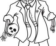 Coloriage et dessins gratuit Squelette avec la t&ecirc;te dans les mains à imprimer