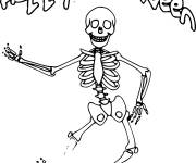 Coloriage Squelette c&eacute;l&egrave;bre le Halloween