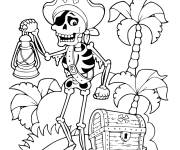 Coloriage Squelette dans l'ile de tr&eacute;sor