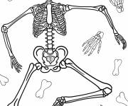Coloriage Squelette d&eacute;taill&eacute; aime danser