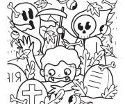 Coloriage Squelette et fant&ocirc;mes