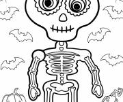 Coloriage Squelette heureux de dessin anim&eacute;