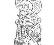 Coloriage Squelette mexicain dr&ocirc;le