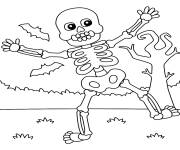 Coloriage Squelette se balade dans la nature