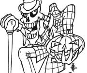 Coloriage Squelette se d&eacute;guise pou Halloween