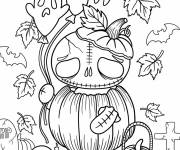 Coloriage Squelette se pr&eacute;pare pour la f&ecirc;te avec ses amis