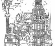 Coloriage et dessins gratuit Big Ben dans la cité de Londres  à imprimer