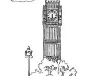 Coloriage et dessins gratuit Big Ben en perspective à imprimer