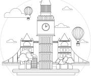 Coloriage et dessins gratuit Big Ben L'horloge à London à imprimer