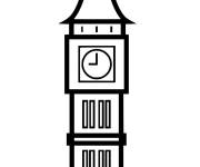 Coloriage Big Ben la tour horloge vectoriel