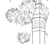 Coloriage et dessins gratuit Big Ben pendant la nouvelle année à imprimer