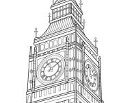 Coloriage et dessins gratuit Horloge Big Ben avec chiffres romains à imprimer