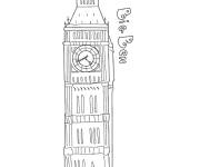 Coloriage L'horloge Big Ben au crayon
