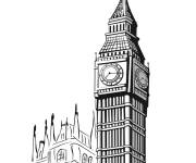 Coloriage Monument Big Ben anglais