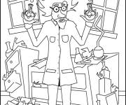 Coloriage Biologiste dans son laboratoire fou