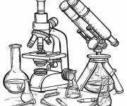 Coloriage Des microscopes et des tubes
