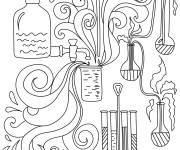 Coloriage Des tubes des microscopes et des outils