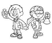Coloriage et dessins gratuit Enfants biologistes en herbe à imprimer