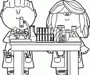 Coloriage Exp&eacute;rience d&rsquo;enfants biologistes