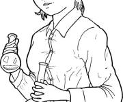 Coloriage Femme scientifique au labo