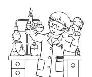 Coloriage Fille biologiste au labo