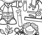 Coloriage Fille et gar&ccedil;on qui aiment la biologie