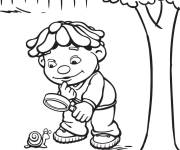 Coloriage Le gar&ccedil;on &eacute;tude l'escargot