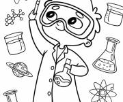 Coloriage Le petit scientifique avec des motifs