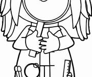 Coloriage Petite biologiste avec une loupe